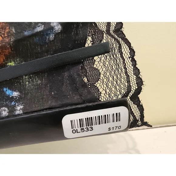 Handpainted Black Lace Hand Fan Multicolor - Picture 4 of 4